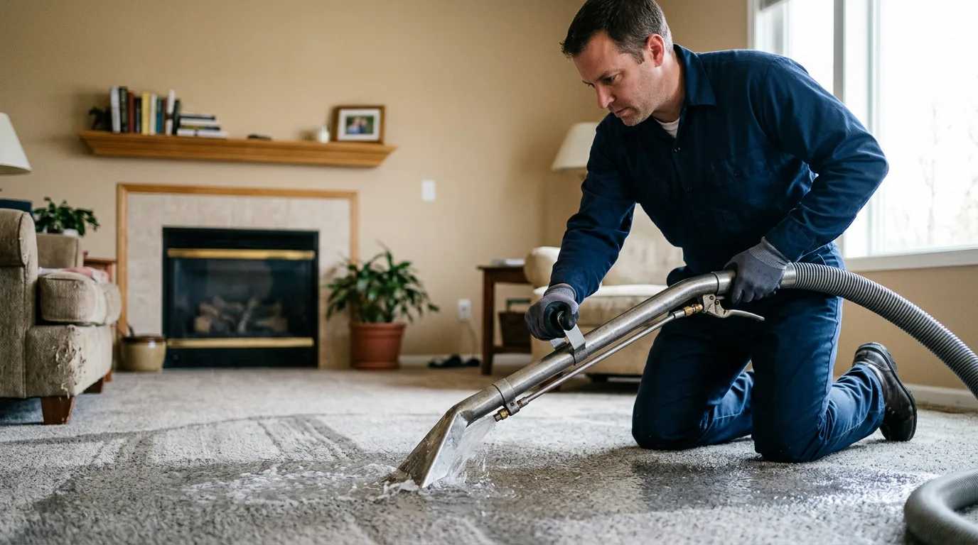 Water damage restoration technician working near Magnolia, IL